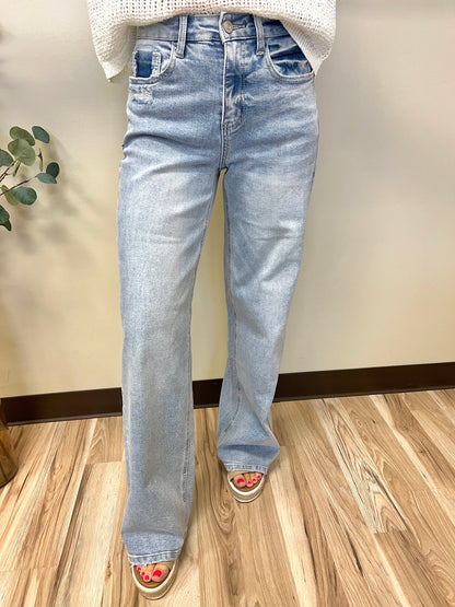 GLACIER TIDES- HIGH RISE SUPER WIDE LEG JEANS