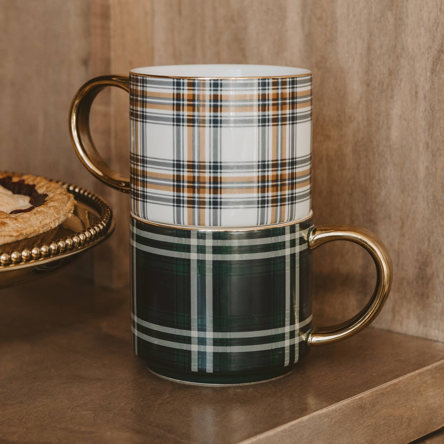 Orange Navy Plaid Coffee Mug