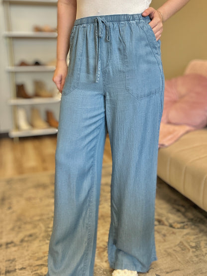 Chambray Wide Leg Pants