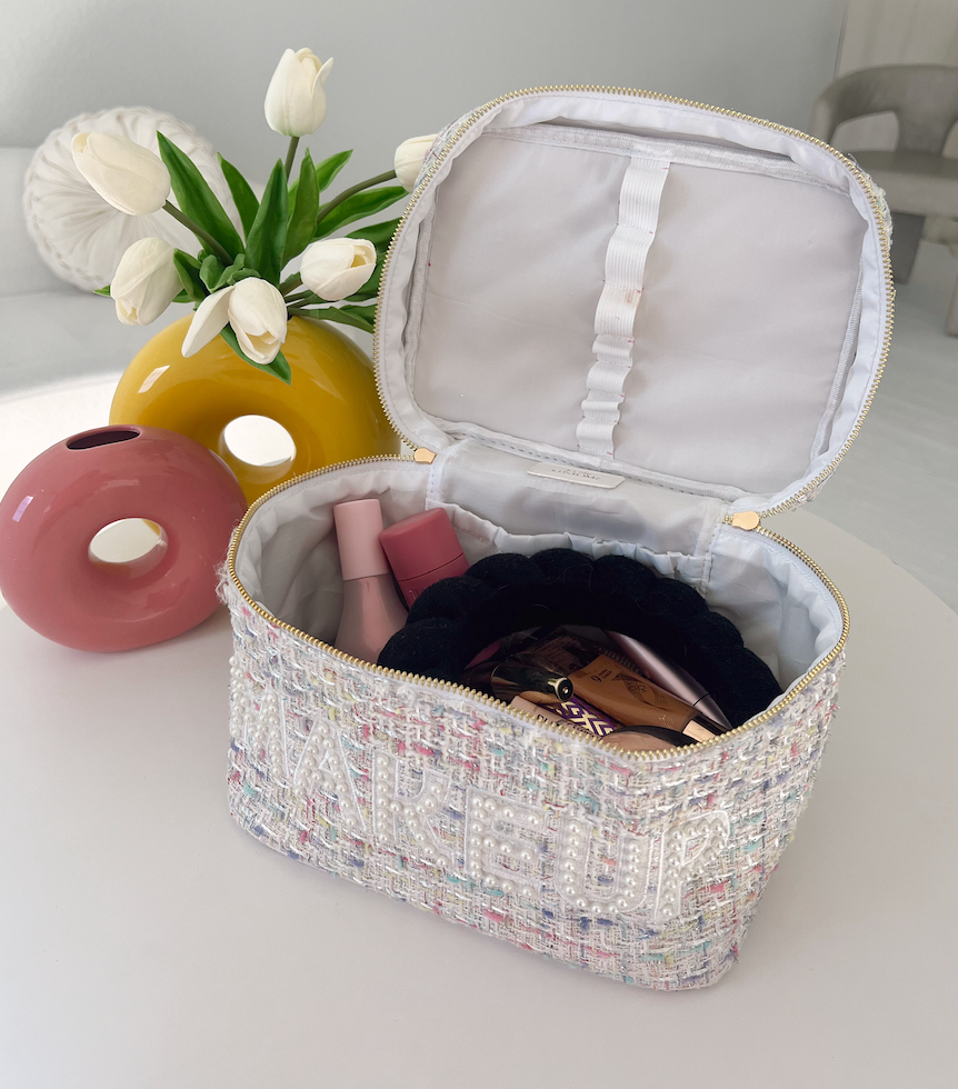 Makeup Open Top - White Tweed Large