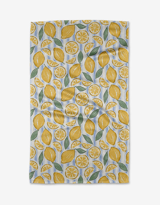 Sour Lemon Stripes Tea Towel-Geometry