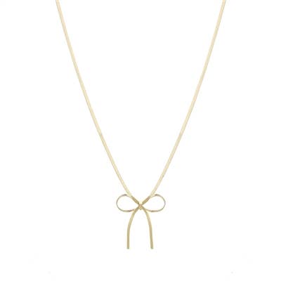 Gold Snake Chain Bow 16"-18" Necklace