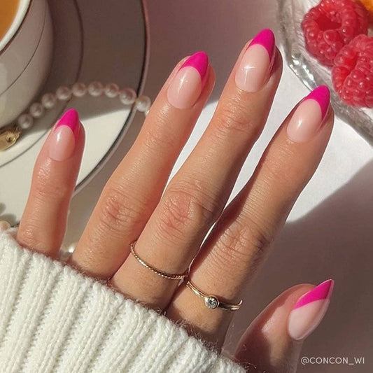 Glamnetic - Raspberry Sorbet Press-On Nails | French Tip | Short Almond