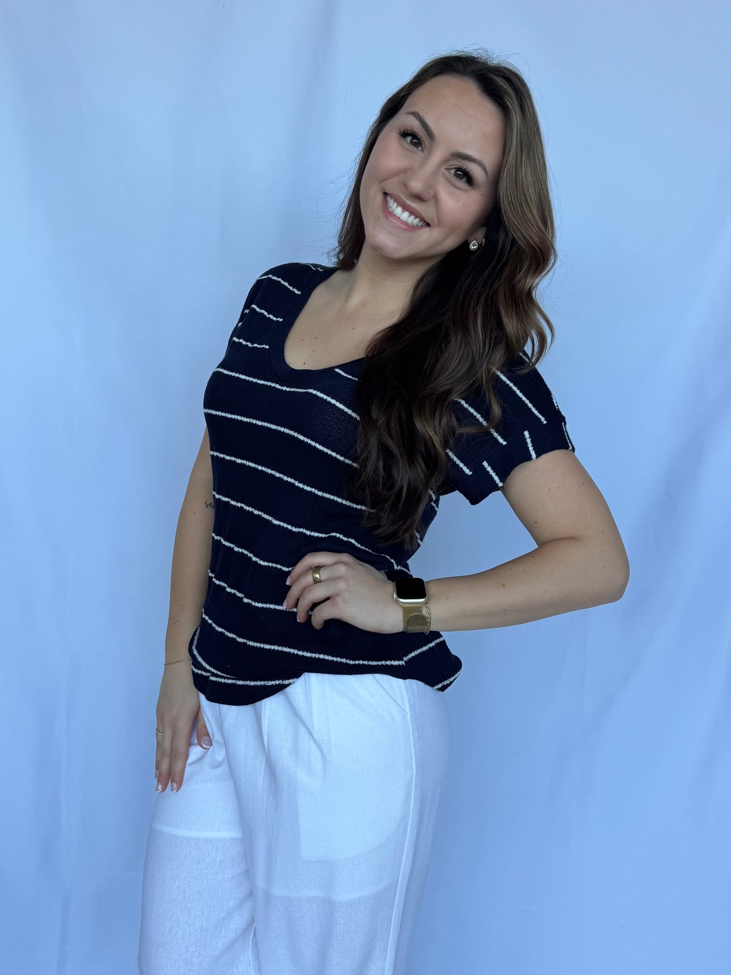 Harbor Stripe V-Neck