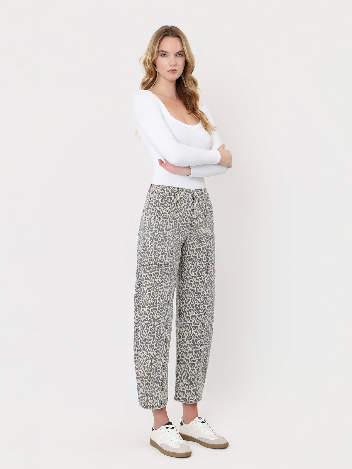 The Not So Basic Leopard High Rise Barrel Jeans