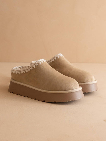 The Brandi | Almond Platform Cozy Mule Slipper