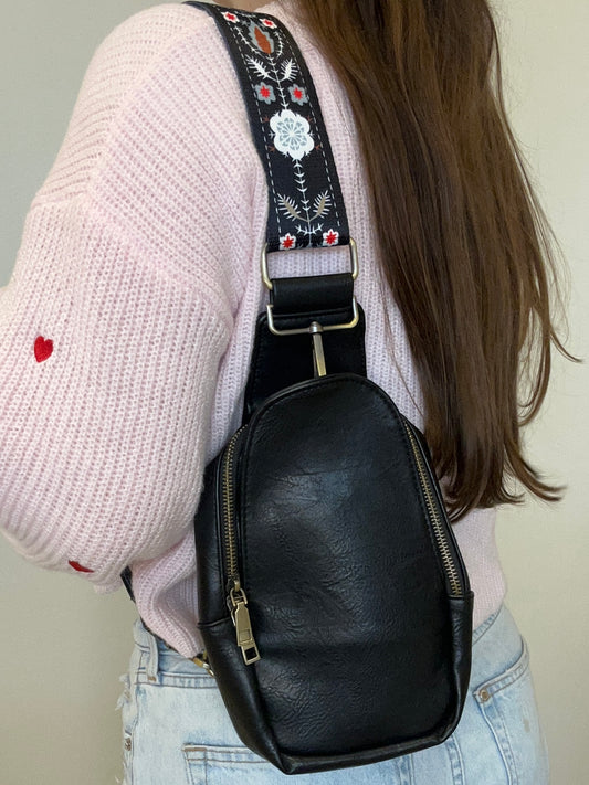 Sarah Shoulder Sling Bag - Black Boho