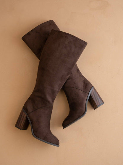 The Shiloh | Coffee Knee High Block Heel Boot