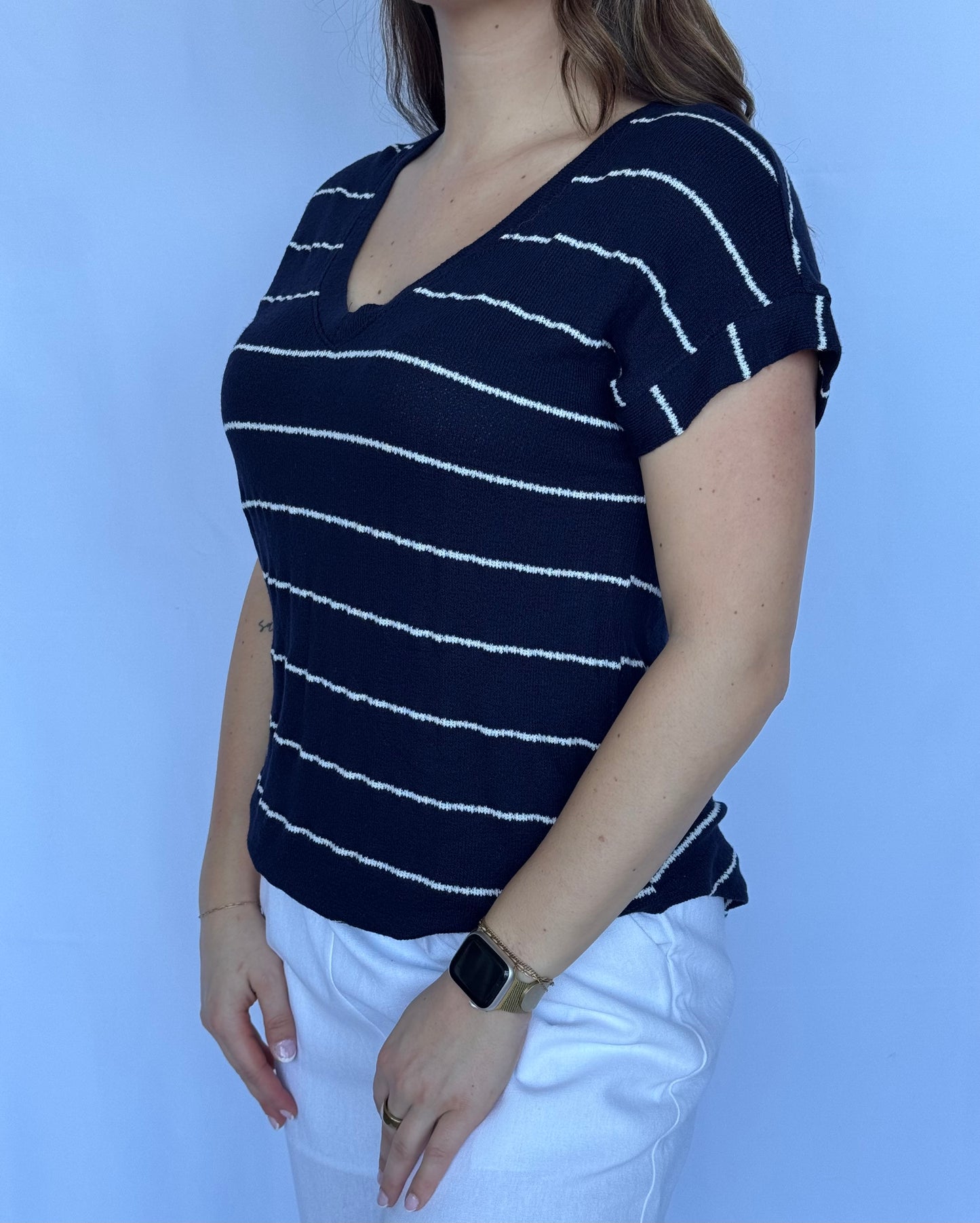 Harbor Stripe V-Neck