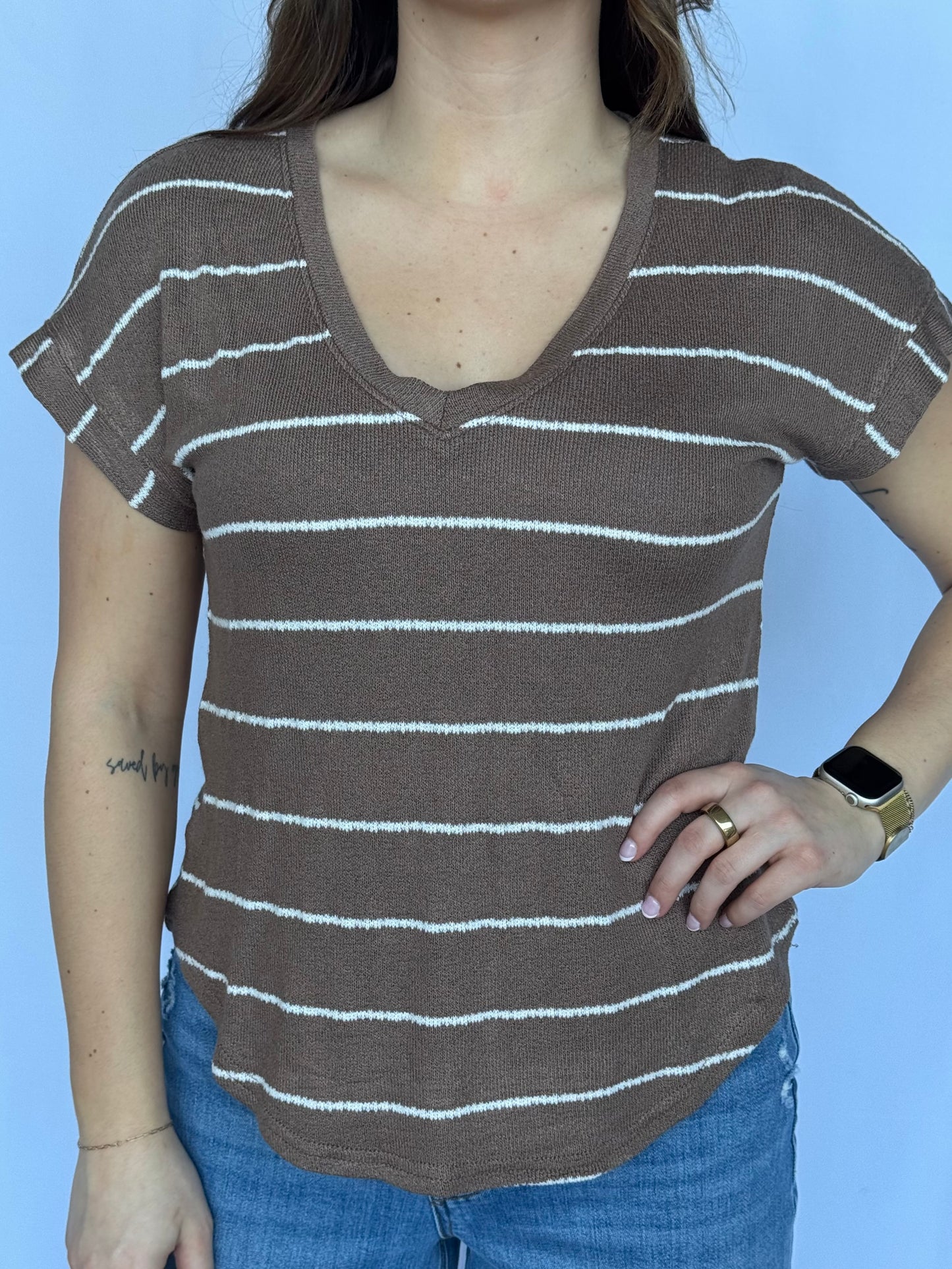 Harbor Stripe V-Neck