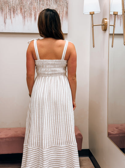 Effortless Grace Striped Midi Dress