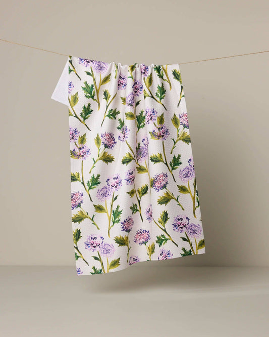 Blooming Thistle Tea Towel-Geometry