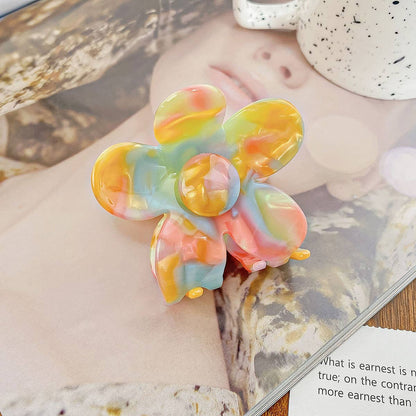 FLOWERS TORTOISE SHELL HAIR CLAW CLIPS