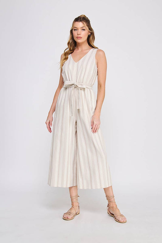 Chic Stripes Cotton Twill Jumpsuit