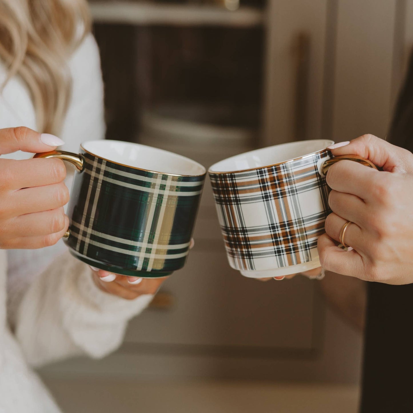 Orange Navy Plaid Coffee Mug