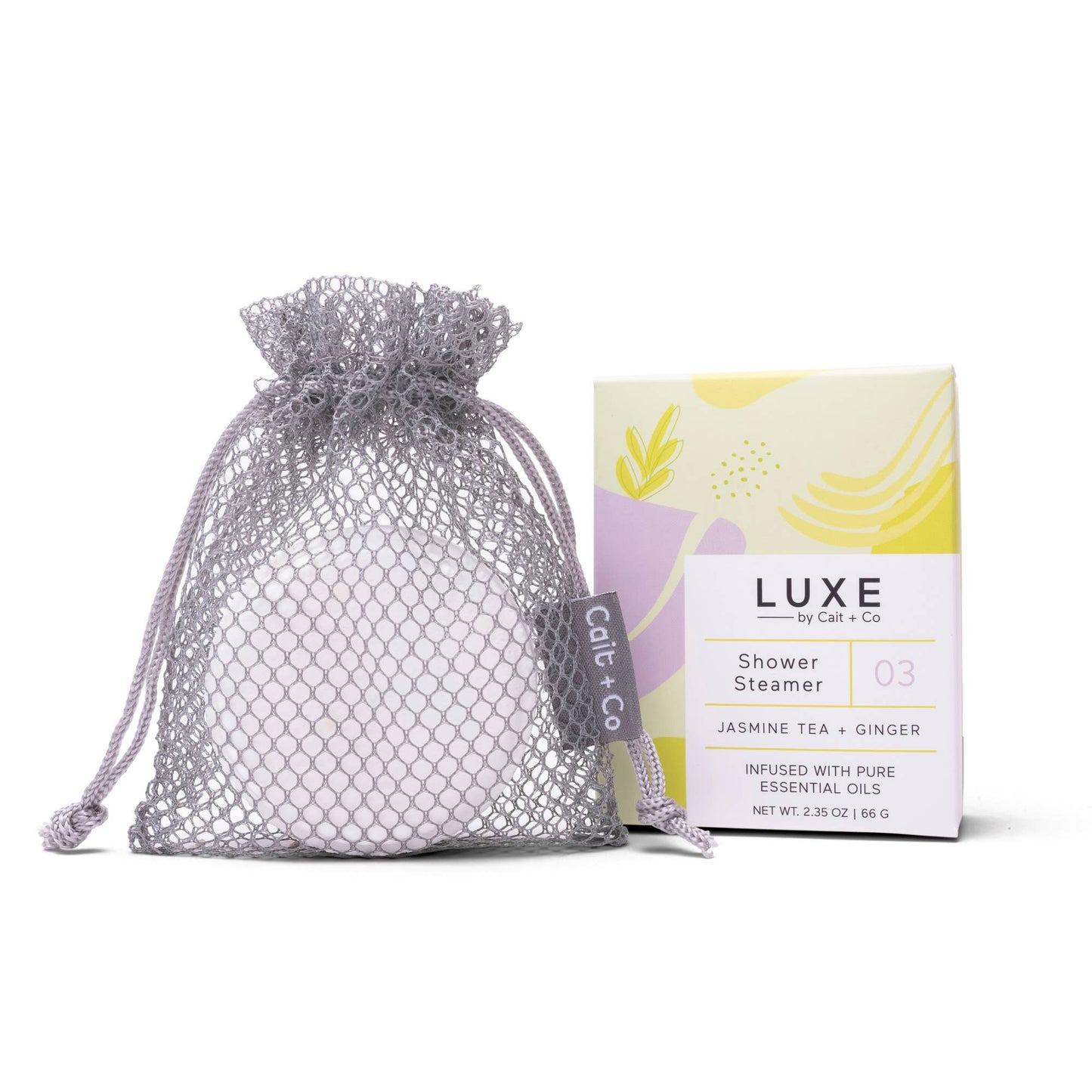 Cait + Co - Luxe Jasmine Tea + Ginger Shower Steamer Fizzy Bomb