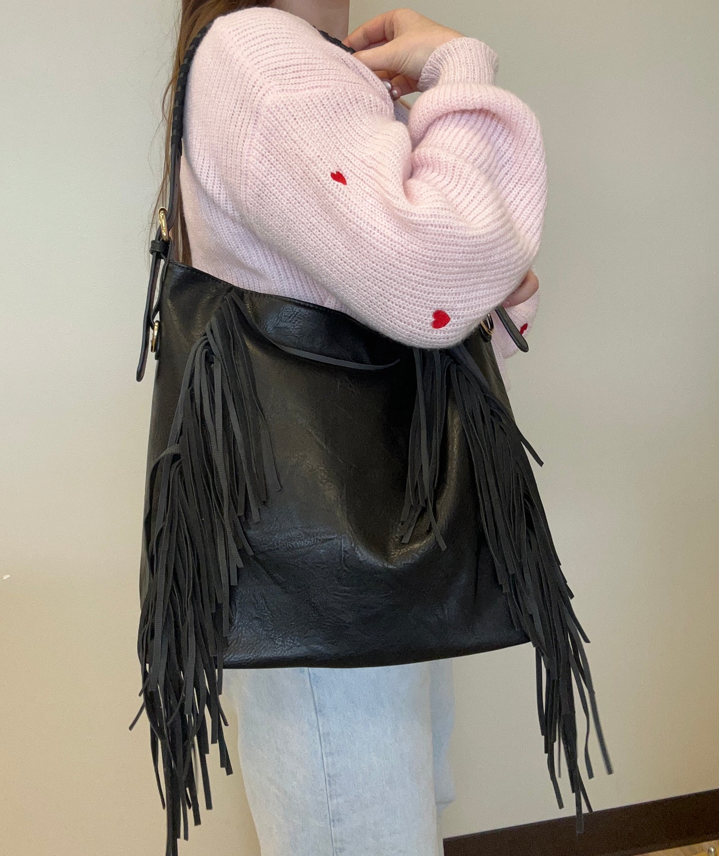 Sav Distressed Hobo w/ Fringe Detail