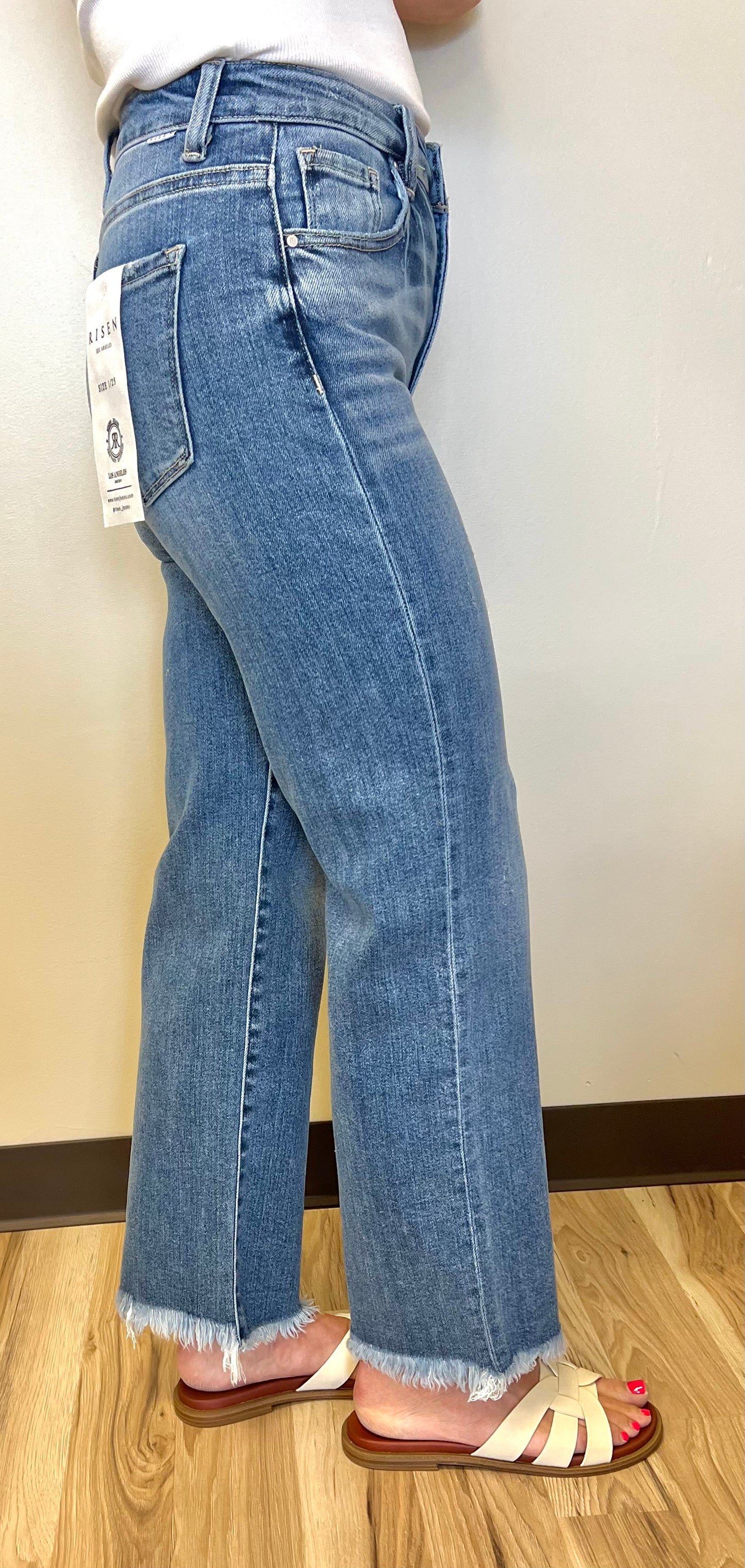 Ella High Rise Crop Straight-Frayed