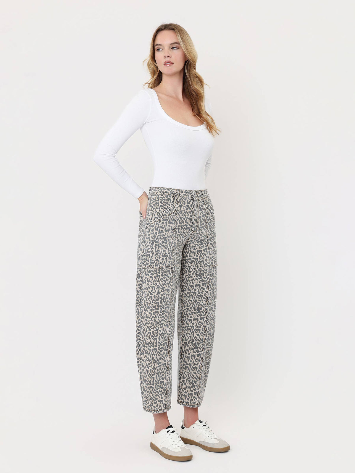 The Not So Basic Leopard High Rise Barrel Jeans