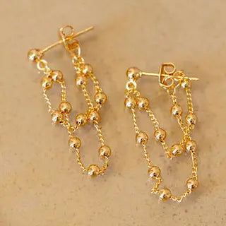 Golden Bubbles Layered Chain Earrings