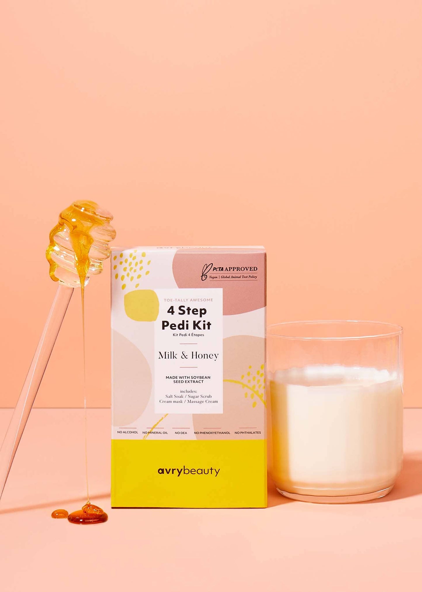 AvryBeauty - 4 Step Pedi Kit - Milk & Honey