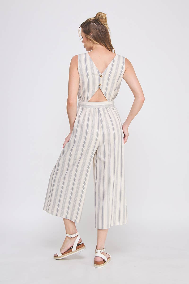 Chic Stripes Cotton Twill Jumpsuit