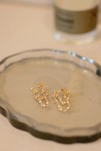 Golden Bubbles Layered Chain Earrings
