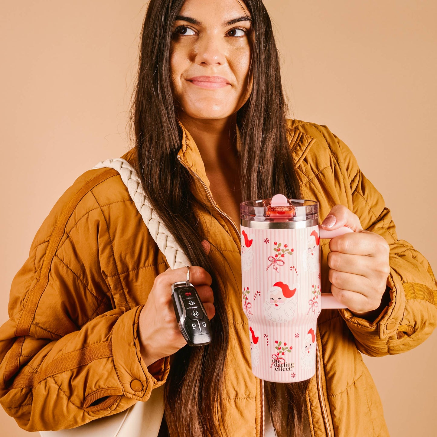 20 oz Lifestyle Flip Straw Tumbler-Holly Jolly Santa