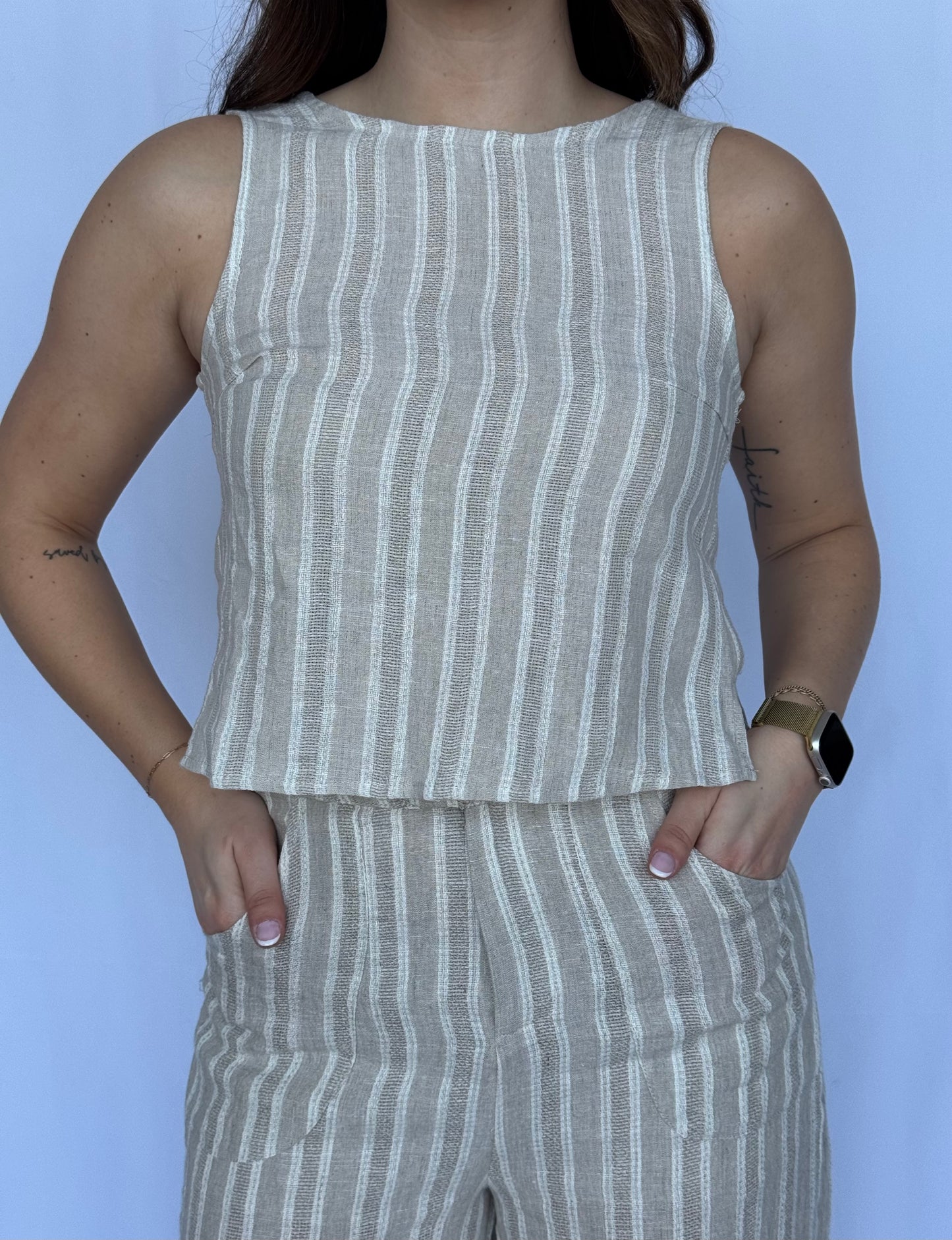 The Sienna Linen Tie-Back Top