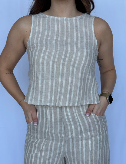 The Sienna Linen Tie-Back Top