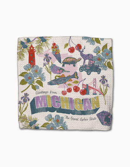 Greetings From Michigan Dishcloth Set- -Geometry