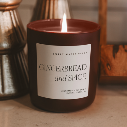 Gingerbread and Spice 15 oz Soy Candle, Matte Jar