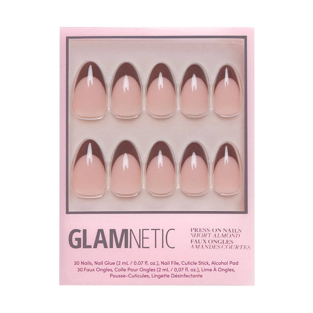 Glamnetic - Chocolat Press-On Nails | Brown French Tip | Short Almond