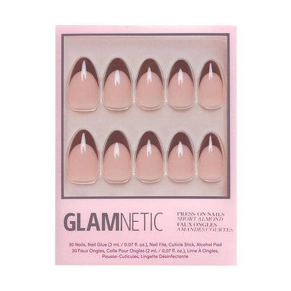 Glamnetic - Chocolat Press-On Nails | Brown French Tip | Short Almond