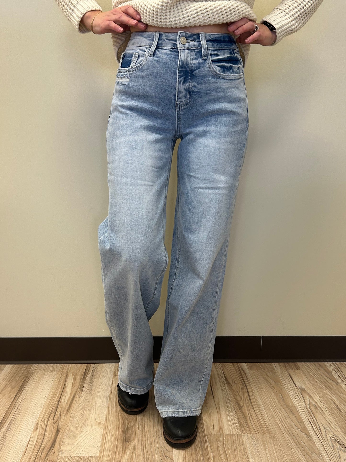 GLACIER TIDES- HIGH RISE SUPER WIDE LEG JEANS