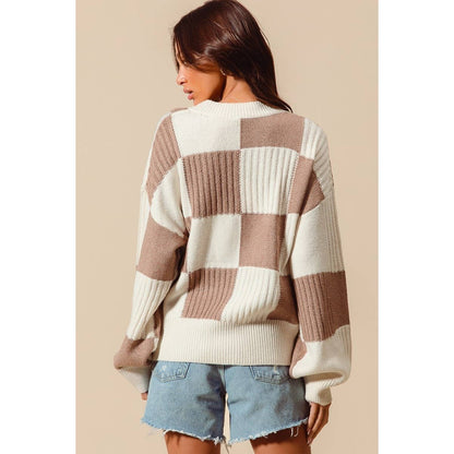 Double Take Checkered Cardigan – Coffee & Ivory