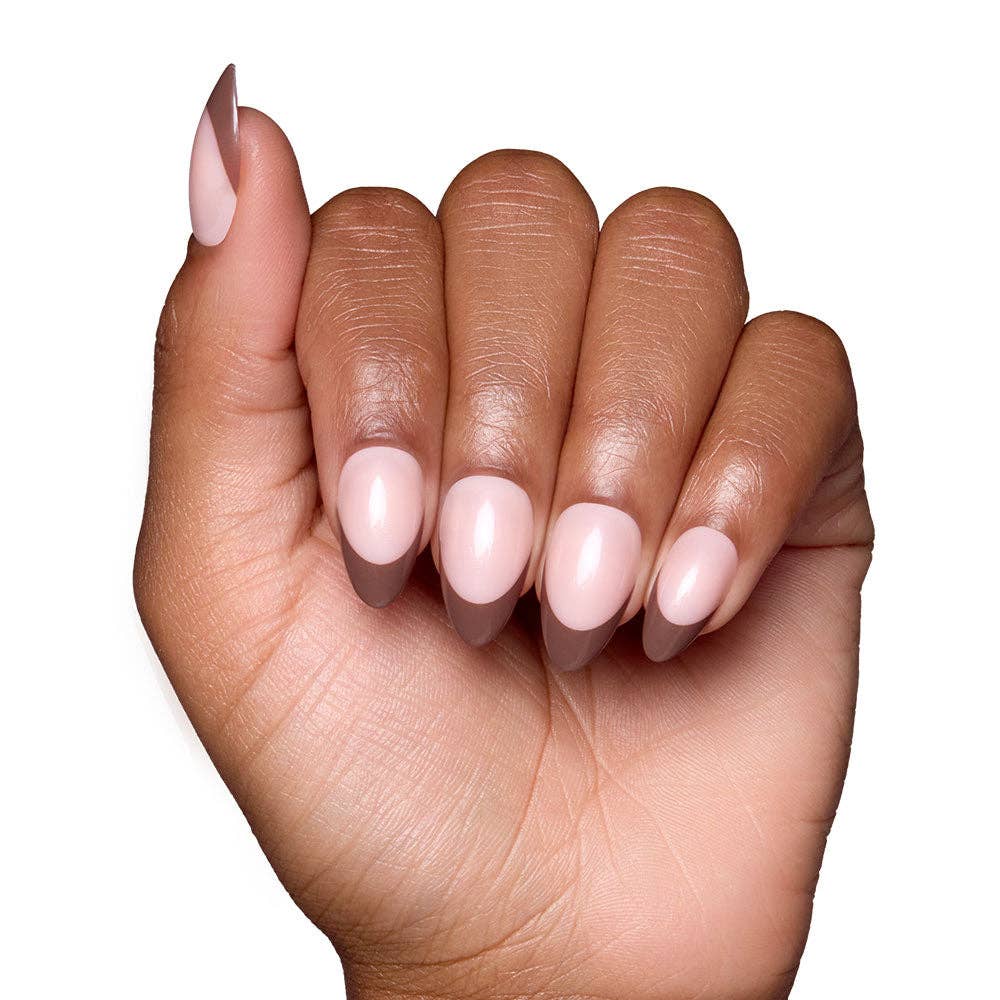 Glamnetic - Chocolat Press-On Nails | Brown French Tip | Short Almond