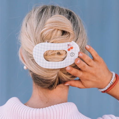 TELETIES - Flat Round Hair Clip | Large | Basket of Cherries