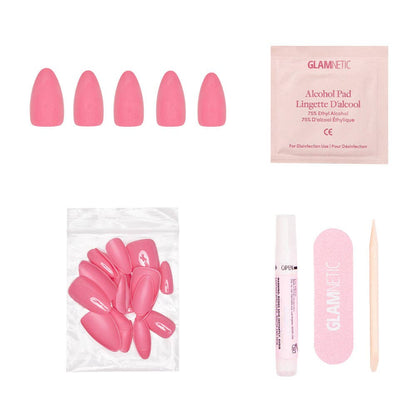 Glamnetic - Flamingo Pink Press-On Nails | Solid Nails | Short Almond