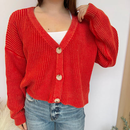 Scarlet Season-Ribbed Long Sleeve Cardigan