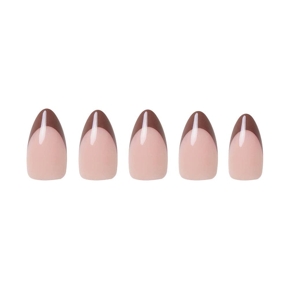 Glamnetic - Chocolat Press-On Nails | Brown French Tip | Short Almond