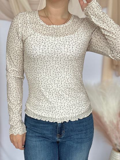 LONG SLEEVE RIBBED TEE IN WILD OAT