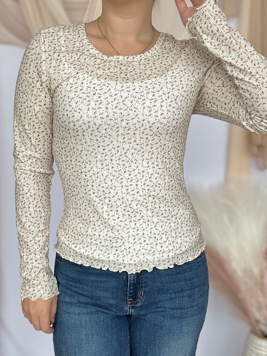 LONG SLEEVE RIBBED TEE IN WILD OAT