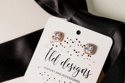 Rose Gold Rhinestone Stud Earrings