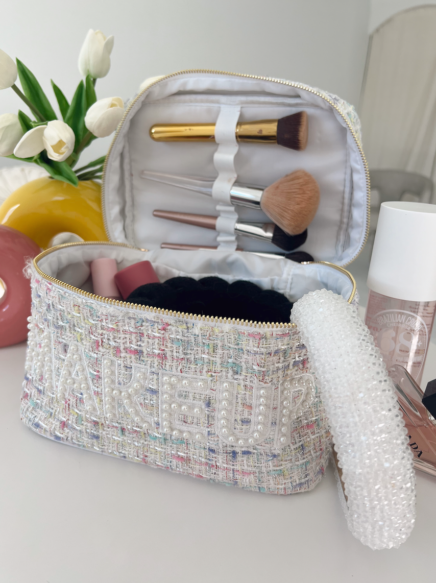 Makeup Open Top - White Tweed Large