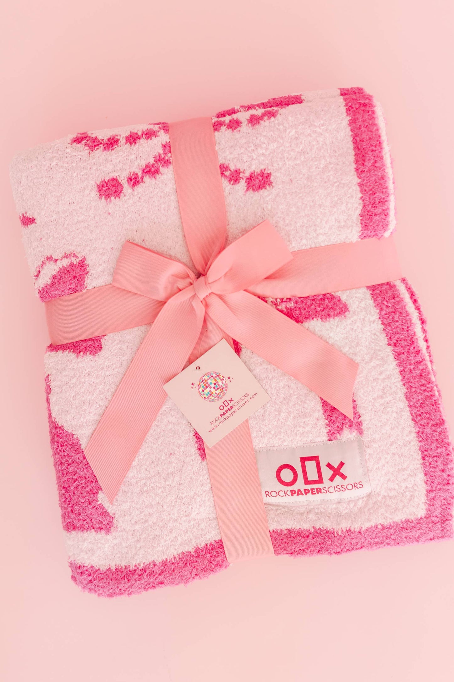 Plush Cozy Pink Bow Luxury Throw Blanket
