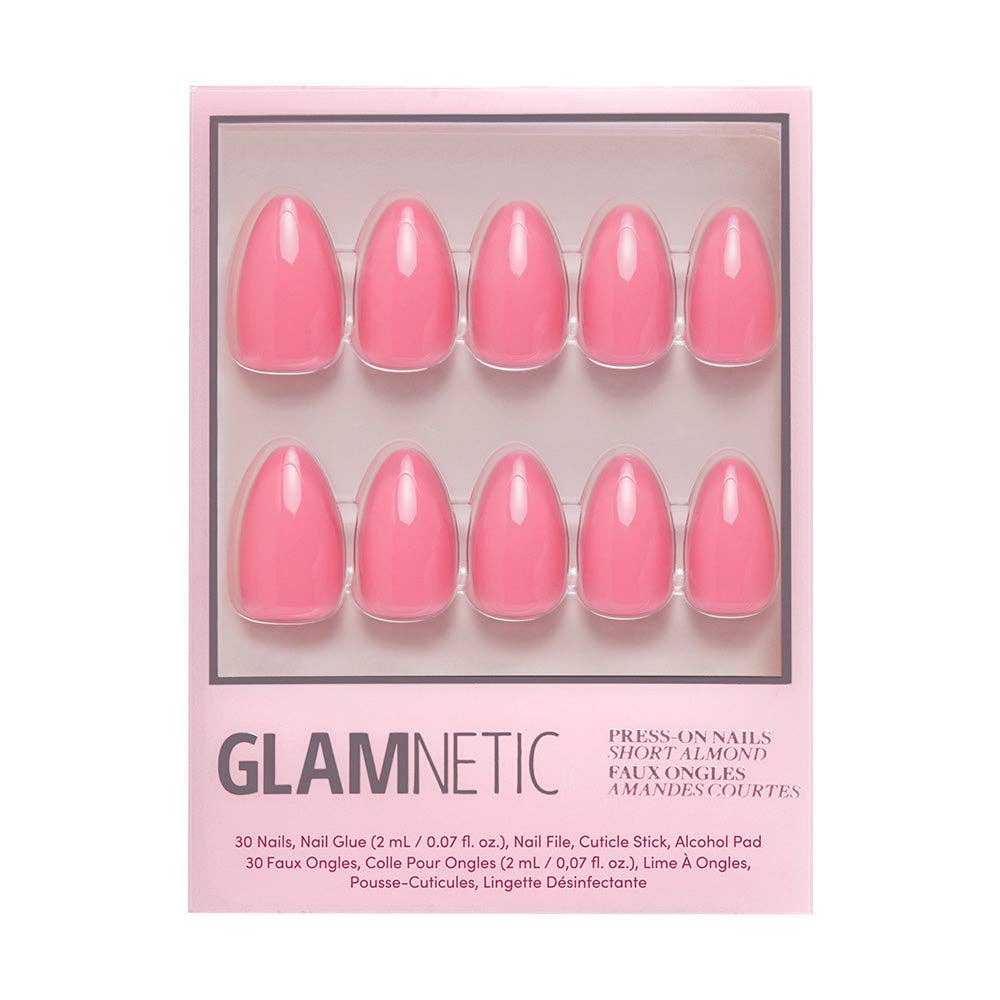 Glamnetic - Flamingo Pink Press-On Nails | Solid Nails | Short Almond