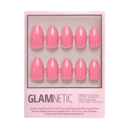 Glamnetic - Flamingo Pink Press-On Nails | Solid Nails | Short Almond