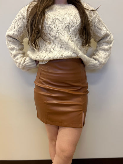 Chestnut Luxe Leather Skirt