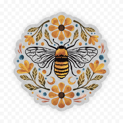 Big Moods - Flowers And Bee Clear Sticker